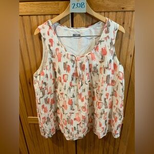 J. Jill Coral and Gray Abstract Tank Top